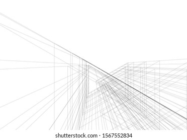 Abstract modern architecture building 3d
