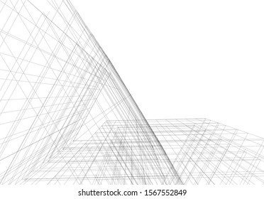 Abstract modern architecture building 3d
