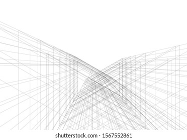 Abstract modern architecture building 3d