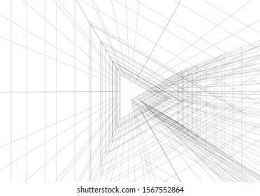 Abstract modern architecture building 3d
