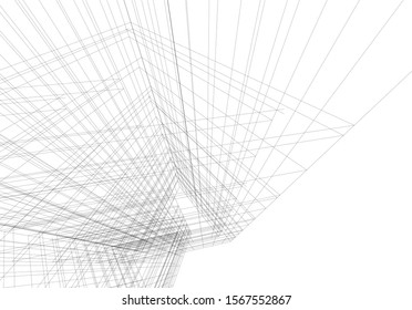 Abstract modern architecture building 3d