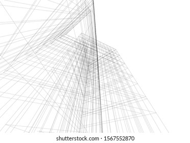 Abstract modern architecture building 3d