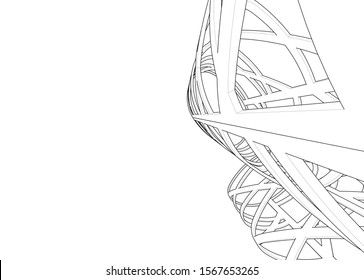Abstract modern architecture building 3d