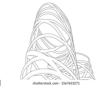 Abstract modern architecture building 3d