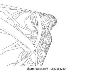 Abstract modern architecture building 3d