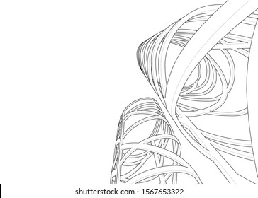 Abstract modern architecture building 3d