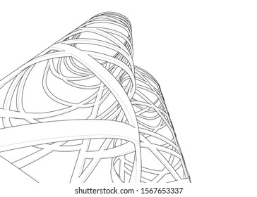 Abstract modern architecture building 3d