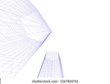 Abstract modern architecture building 3d