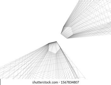 Abstract modern architecture building 3d