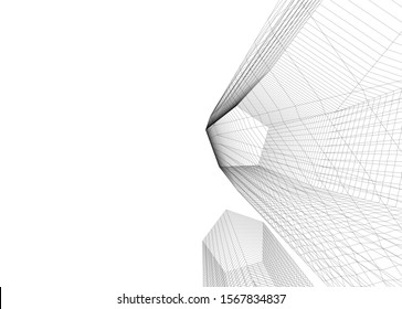 Abstract modern architecture building 3d