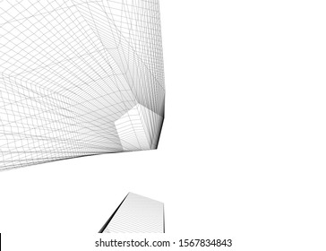 Abstract modern architecture building 3d