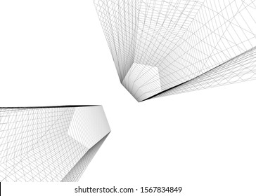 Abstract modern architecture building 3d
