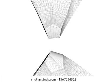 Abstract modern architecture building 3d