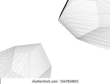 Abstract modern architecture building 3d