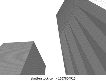 Abstract modern architecture building 3d
