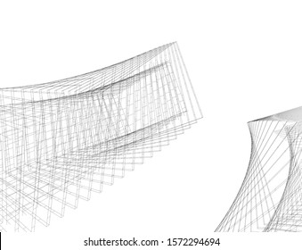 Abstract modern architecture building 3d