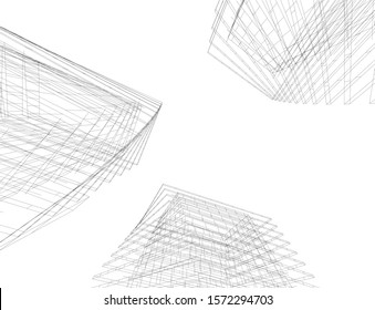 Abstract modern architecture building 3d