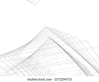 Abstract modern architecture building 3d