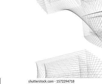 Abstract modern architecture building 3d