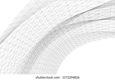 Abstract modern architecture building 3d