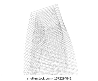 Abstract modern architecture building 3d