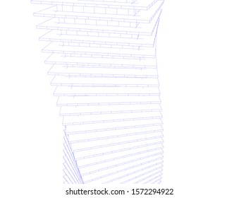 Abstract modern architecture building 3d