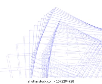 Abstract modern architecture building 3d