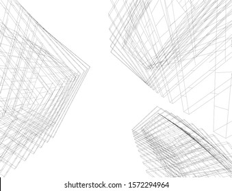 Abstract modern architecture building 3d
