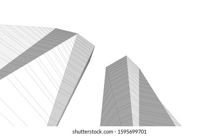 Abstract modern architecture building 3d illustration