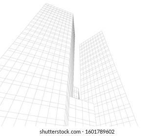 abstract modern architecture building 3d 