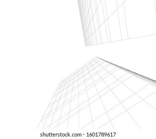 abstract modern architecture building 3d 