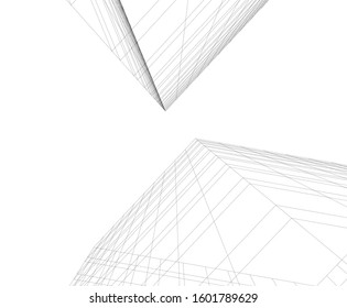 abstract modern architecture building 3d 