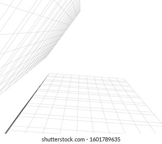 abstract modern architecture building 3d 