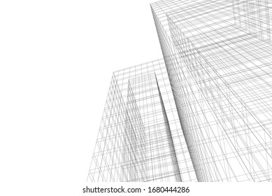 Abstract modern architecture building 3d