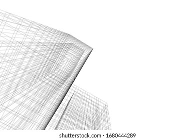 Abstract modern architecture building 3d