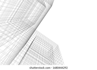 Abstract modern architecture building 3d