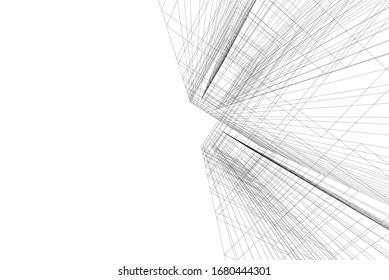 Edificio de arquitectura moderna abstracta 3d