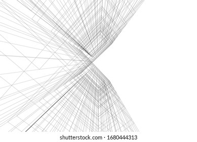 Abstract modern architecture building 3d