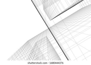 Abstract modern architecture building 3d