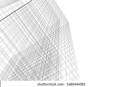 Abstraktes Gebäude mit moderner Architektur 3d