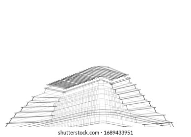 abstract modern architecture building  3d vector illustration 