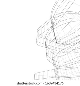 abstract modern architecture building  3d vector illustration 
