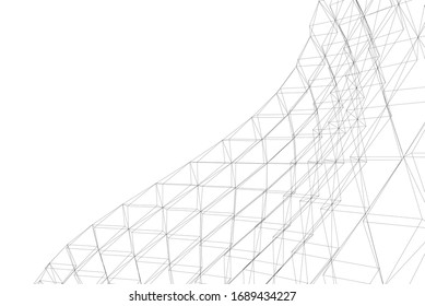 abstraktes Gebäude mit moderner Architektur, 3D-Vektorillustration-Illustration 