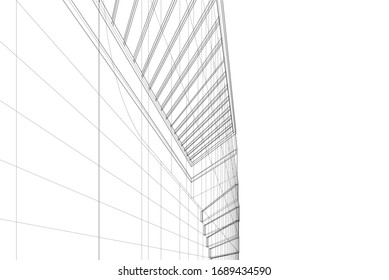 abstract modern architecture building  3d vector illustration 