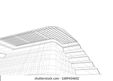 abstract modern architecture building  3d vector illustration 