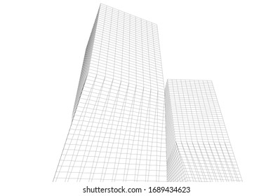 construcción de arquitectura moderna abstracta ilustración vectorial 3d 