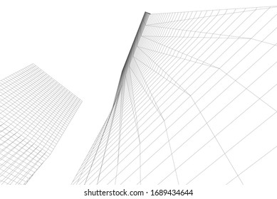 abstract modern architecture building  3d vector illustration 