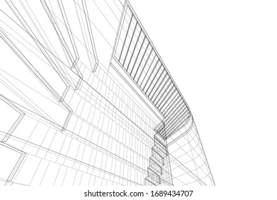 construcción de arquitectura moderna abstracta ilustración vectorial 3d 