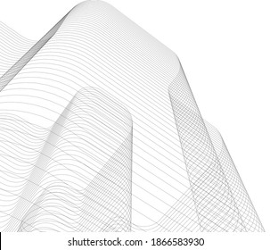 Abstraktes Gebäude mit moderner Architektur, 3D-Illustration