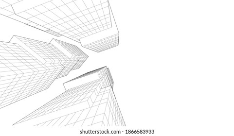 Abstract modern architecture building 3d illustration